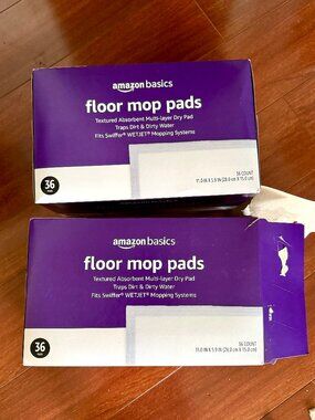 Amazon Basics FLOOR MOP PADS - 2 Boxes 36 Pads Each